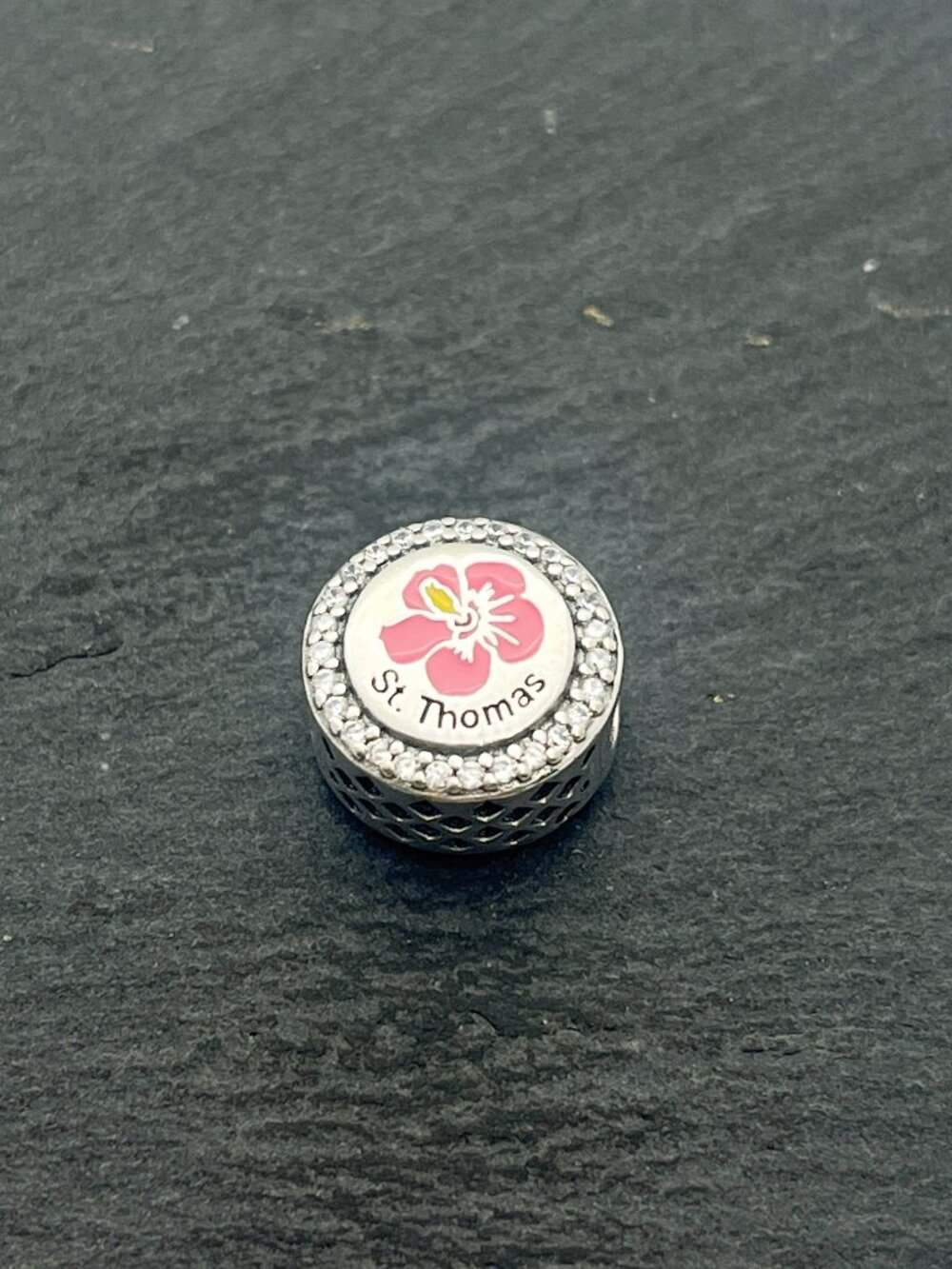 Pandora St. Thomas Hibiscus Bead Charm Sterling Silver Jewelry